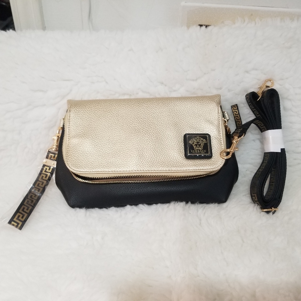 Versace Crossbody Bag Medusa Logo Mini Purse Clutch Chic Vegan Wristlet NEW